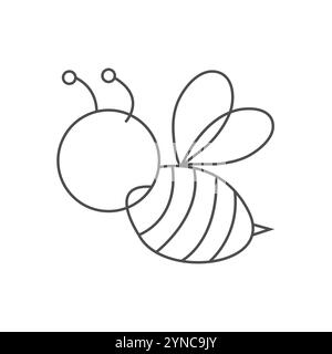 Honey bee logo design template with vector illustration. Flying honey bee icon symbol in line, flat, and color style. Vector illustration. Stock Vector