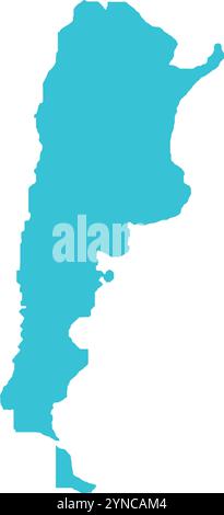 Argentina MAP in Blue, Country Map, Argentina, Border Map, Border line of Argentina, Geographic Map Stock Vector