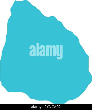 Uruguay MAP in Blue, Country Map, Uruguay, Border Map, Border line of Uruguay, Geographic Map Stock Vector