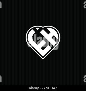 Heart Shape Vector Logo Design for Initial Letter EH Stock Vector