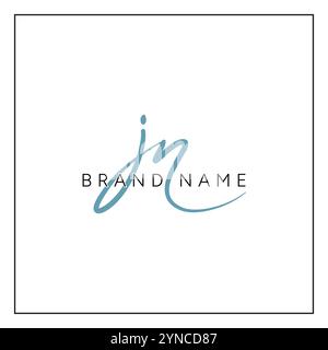 Initial Letter JN Vector Logo Template in handwritten Signature Style Stock Vector