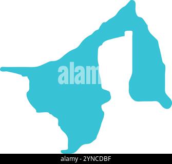 Brunei MAP in Blue, Country Map, Brunei, Border Map, Border line of Brunei, Geographic Map Stock Vector