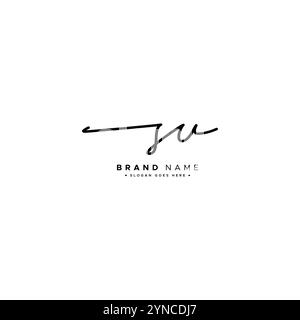 SU Initial Letter Signature Logo Template - Handwritten Vector Logo Template Stock Vector
