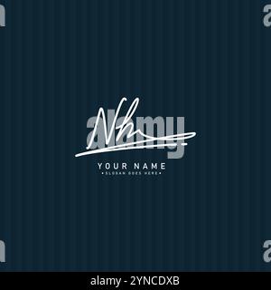NH Initial Logo in Signature Style for Photography and Fashion Business - Hand Drawn Signature Logo Vector Stock Vector