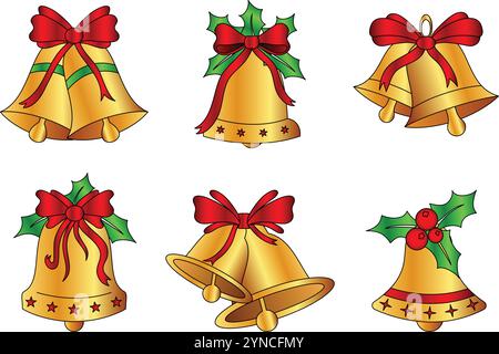 Set of christmas bells collection Stock Vector