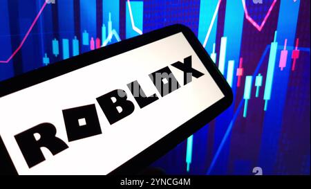 Konskie, Poland - November 24, 2024: Roblox company logo displayed on mobile phone Stock Photo