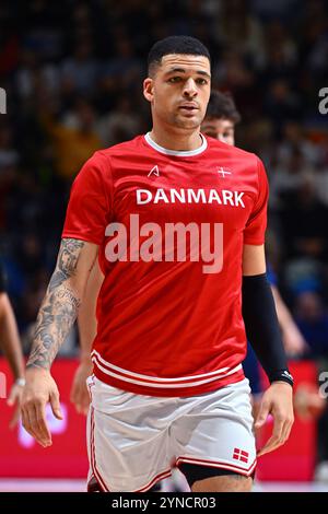 Belgrade, Serbia, 24 November, 2024. Iffe Lundberg of Denmark reacts during the FIBA Eurobasket 2025 Qualifier match between Serbia and Denmark at Aleksandar Nikolic Hall in Belgrade, Serbia. November 24, 2024. Credit: Nikola Krstic/Alamy Stock Photo