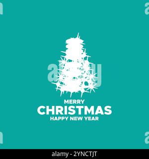 Merry Christmas and happy new year.Merry Christmas and Happy New Year Christmas trees and snow on blue background, greeting cards, Stock Vector