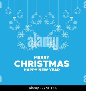 Merry Christmas and happy new year.Merry Christmas and Happy New Year Christmas trees and snow on blue background, greeting cards, Stock Vector