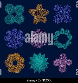 Colorful freehand shapes set. Hand drawn vector Stock Vector