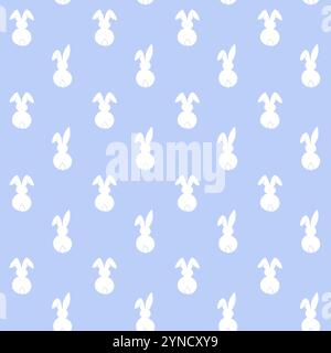 Doodle bunny seamless pattern. Spring print Stock Vector