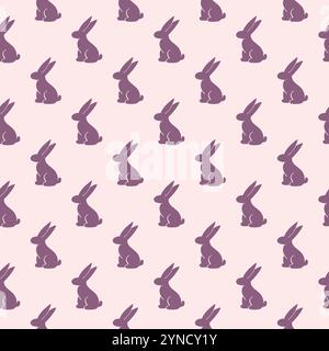 Doodle bunny seamless pattern. Spring print Stock Vector
