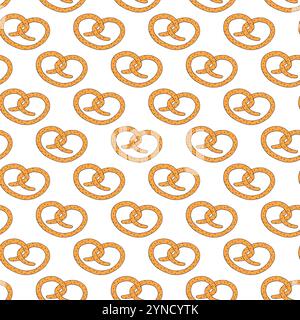 Seamless pattern with doodle pretzel. Stock Vector