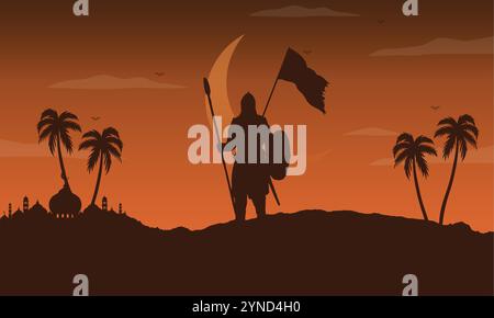 Muslim fighter with horse Illustration Stock Vector Image & Art - Alamy