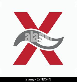 Initial Letter X Fox Logo Design Concept With Fox Tail Symbol Stock Vector