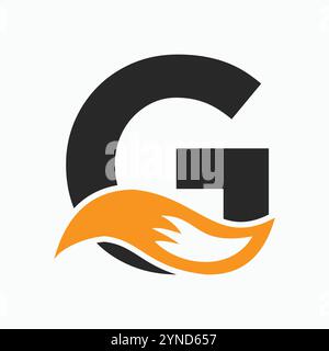 Initial Letter G Fox Logo Design Concept With Fox Tail Symbol Stock Vector