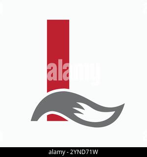 Initial Letter L Fox Logo Design Concept With Fox Tail Symbol Stock Vector