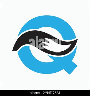 Initial Letter Q Fox Logo Design Concept With Fox Tail Symbol Stock Vector