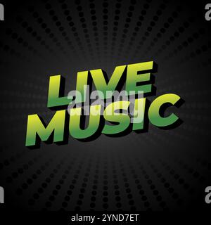 Live music. Text effect design in 3D style for social media marketing ads Stock Vector