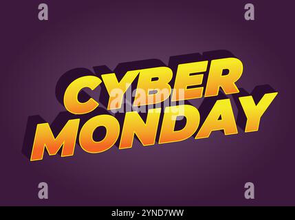 Cyber monday. Text effect design in 3 dimensions look, good for social media ads Stock Vector