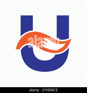 Initial Letter U Fox Logo Design Concept With Fox Tail Symbol Stock Vector