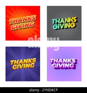 Thanksgiving text effect design for social media ads Stock Vector