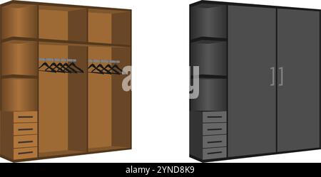 modern wardrobe clothes. goo for interior. vector illustration isolated on white background. Stock Vector