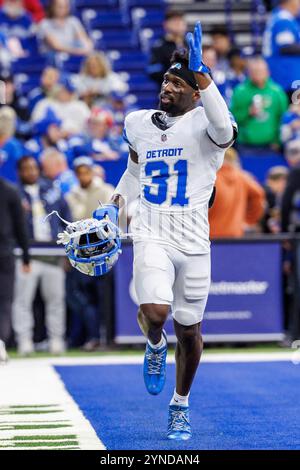 Detroit Lions Safety Kerby Joseph 31 In Action During The First Half Indiana Usa 24th Nov 2024 Detroit Lions Safety Kerby Joseph 31 During Pregame Of Nfl Game Action Against The Colts At Lucas Oil Stadium In Indiana John Live News 2yndan4