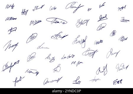 Hand Drawn Signatures Set Design Vector Illustration. Stock Vector