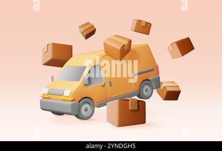 3D Delivery Van full of Cardboard Boxes Stock Vector Image & Art - Alamy