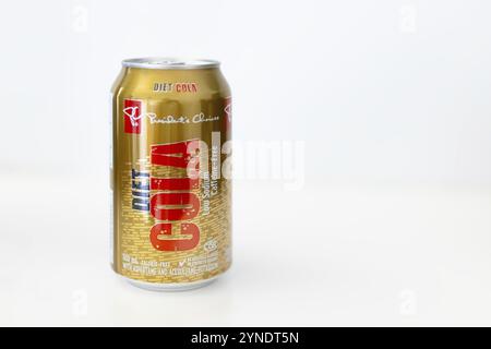 Calgary, Alberta, Canada. Aug 8, 2024. A President's Choice Low Sodium and Caffeine Free Diet Cola 355 ml can Stock Photo