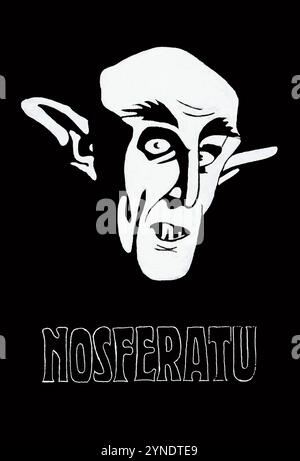 Nosferatu - A Symphony of Horror (German title Nosferatu – Eine Symphonie des Grauens) is a 1922 silent German Expressionist vampire film directed by F. W. Murnau and starring Max Schreck as Count Orlok - black version Stock Photo