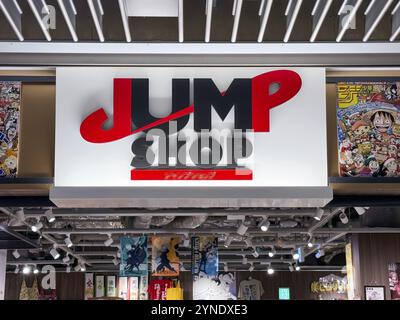 Kita Ward, Osaka, Japan. Dec 24, 2023. A Jump Shop sign, an umeda store at HEP FIVE mall Stock Photo