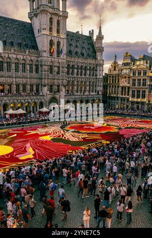 Flower Carpet in Grand Market in Brussels, Belgium Stock Photo