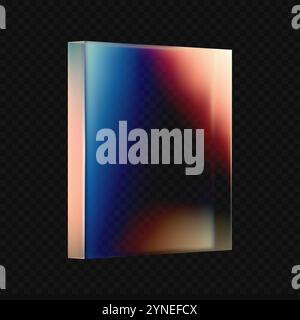 Rectangular glass block with cool gradient colors on dark background Vector 3d illustration Stock Vector