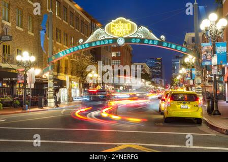 The Gaslamp Quarter in downtown San Diego, California. Stock Photo