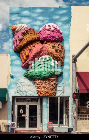 Miami, Florida, United States of America. Famous icecream shop front at 8th street (calle ocho) in Miami. Stock Photo