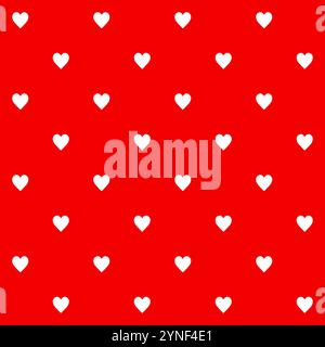 Seamless pattern white hearts on red background texture Stock Vector