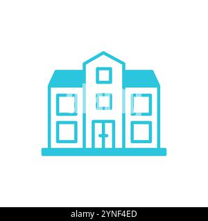 Building, School icon. Isolated on white background. From blue icon set. Stock Vector