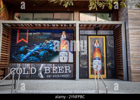 LAS VEGAS - AUGUST 21, 2024: promotional sign for Michelob beer in Las Vegas, showcasing advertising and branding for this popular American beer brand Stock Photo