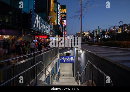 LAS VEGAS - AUGUST 21, 2024: Marshalls logo displayed on their store in Las Vegas, Nevada. Marshalls is an american discount retail chain specializing Stock Photo