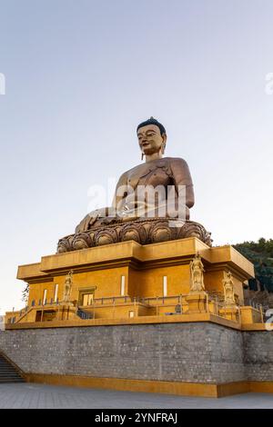 Buddha Dordenma, a large golden buddha statue sitting on the top of a hill in Thimphu, Bhutan. Stock Photo