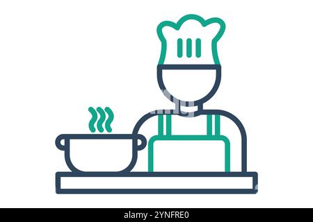 Cooking icon. line icon style. chef with cooking pot. icon related to kitchen. meal elements vector illustration Stock Vector