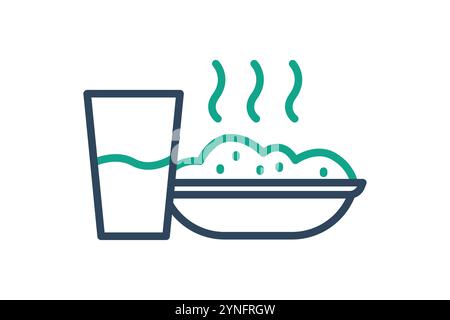 Meal icon. line icon style. rice plate with glass. icon related to meal. meal elements vector illustration Stock Vector