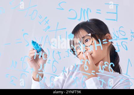 Kid Writing Down Math Math Whiteboard, math and girl writing for learning, studying and education ...