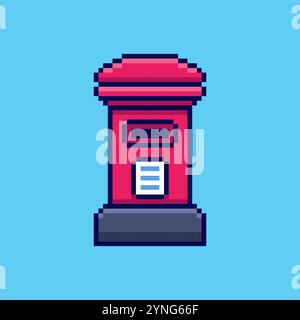 Pixel art Post Box Icon game asset design Stock Vector