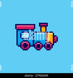 Pixel art Toy Train game asset design Stock Vector