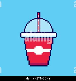 Pixel art Beverage Cup game asset design Stock Vector