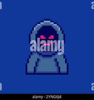 Pixel art Hooded Villain game asset design Stock Vector