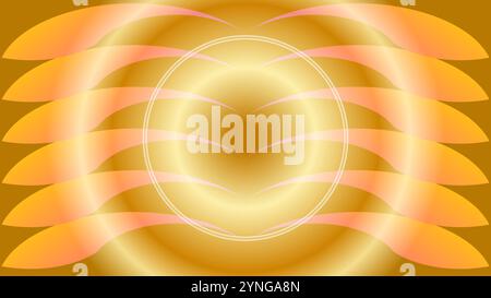 Abstract glossy golden background with abstract leaves of object and radial look Stock Vector
